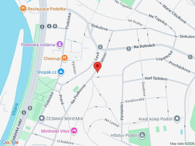 Google map: Na Zlatnici 8, Praha